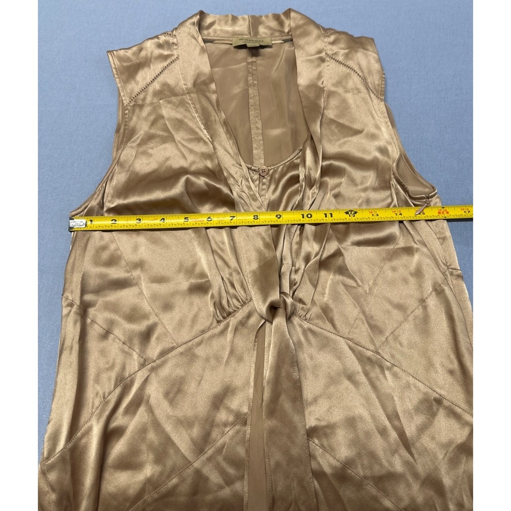 Burberry Women Size US 6 Antique Taupe Pink 100% Silk Tie-neck Midi Dress - Picture 9 of 10